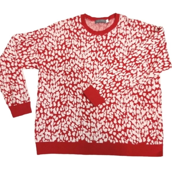 Mint Velvet Scarlett Jacquard Knit Animal Print Jumper Size 16 Red Silver White - Picture 4 of 9